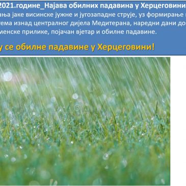 25.новембар 2021.године_Најава обилних падавина у Херцеговини